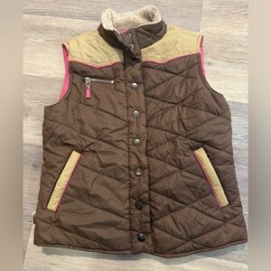Billabong Vintage Brown and Tan Quilted Vest